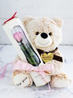 誕生石ベアーと薔薇 ピンク